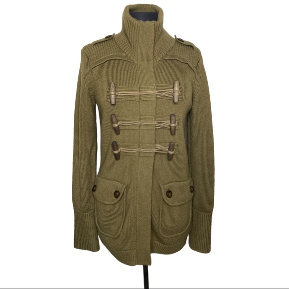 Burberry Sweaters - Burberry Brit OD Green Toggle Cardigan Size Large